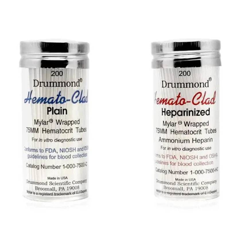 LW Scientific CNT-HTMC-HP77 and CNT-HTMC-PN77 Hemato-Clad® Mylar® Wrapped Microhematocrit Capillary Tube, Ammonium Heparinized and Plain
