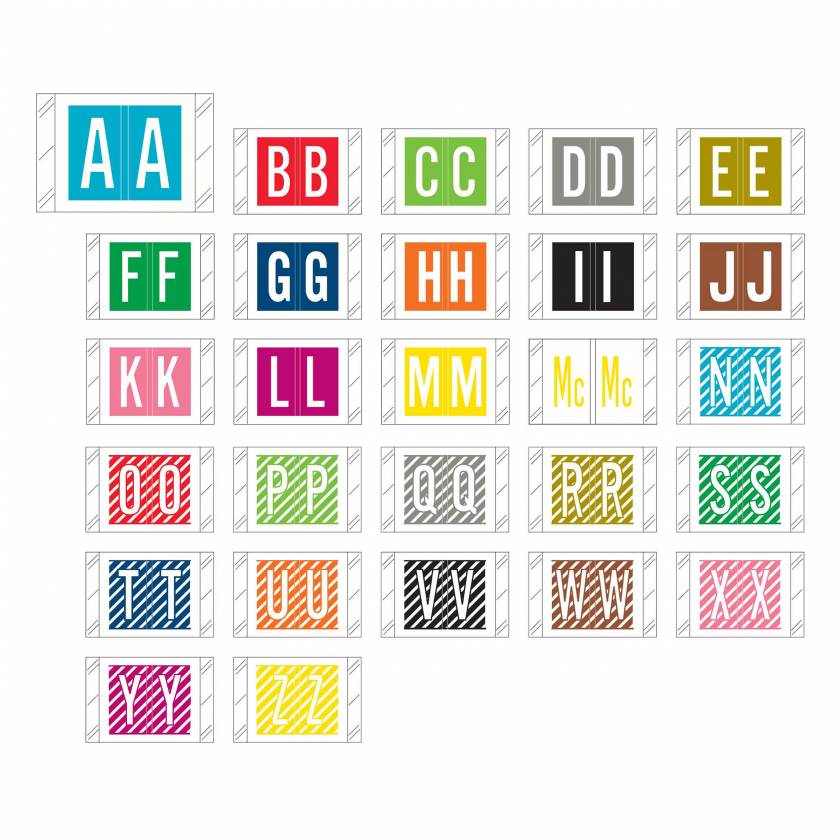 Tabbies 12000 Match CRAM Series Alpha Roll Labels - 1"H x 1 1/2"W