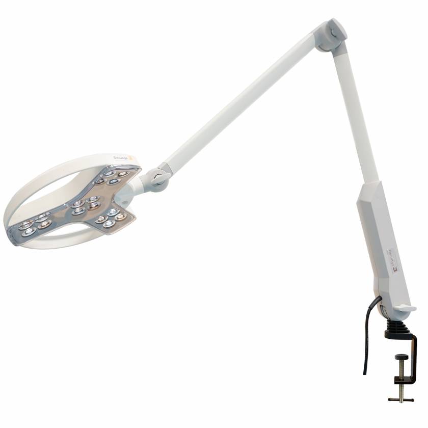 Waldmann D15461100 Visiano 20-2 LED P TX Exam Light with 42.5" Articulating Double Arm - Table Clamp Mount