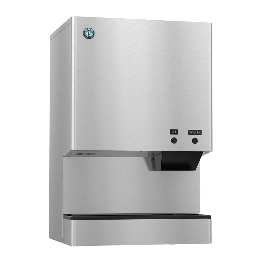 Hoshizaki DCM-500BWK Water-Cooled Countertop Small Cubelet Ice and Water Dispenser with Built-In Storage Bin - Up to 610 lb/24-Hour Ice Production