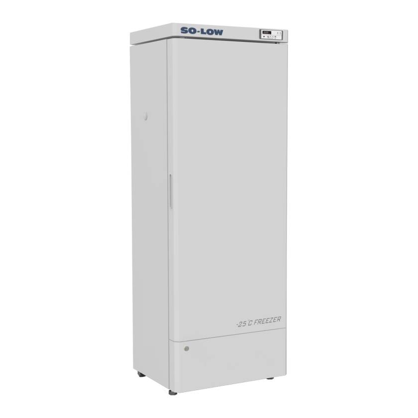 So-Low DHK25-10SD Multi-Purpose Low Temperature Upright Freezer with Digital Data Logger, Painted Steel Exterior, 7 Fixed Shelves, Single Solid Door and Keyed Lock - 9.53 Cubic Feet