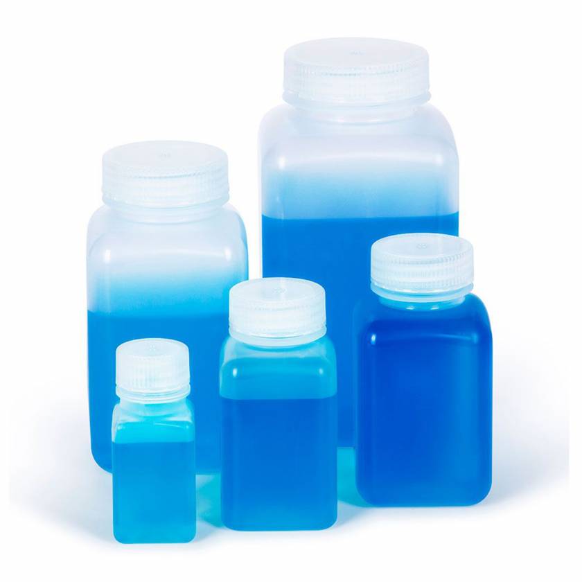 Globe Scientific Diamond® RealSeal™ Bottle, Wide Mouth, Square, PP with PP Cap
