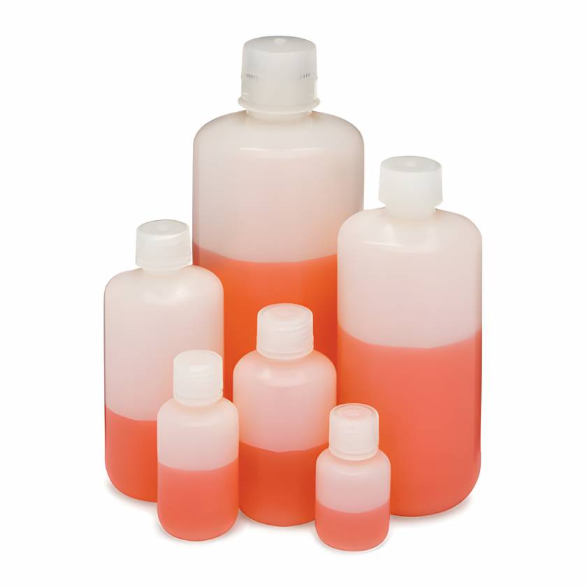 Globe Scientific Diamond® RealSeal™ Narrow Mouth, Boston Round, HDPE Bottle with PP Cap