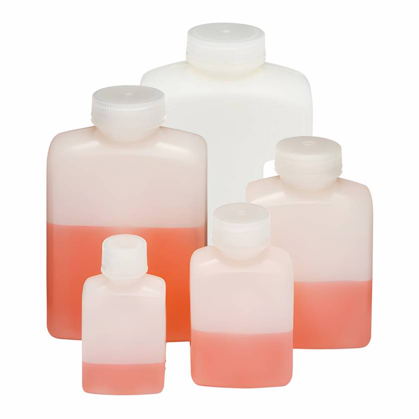 Globe Scientific Diamond® RealSeal™ Wide Mouth, Rectangular, HDPE Bottle with PP Cap