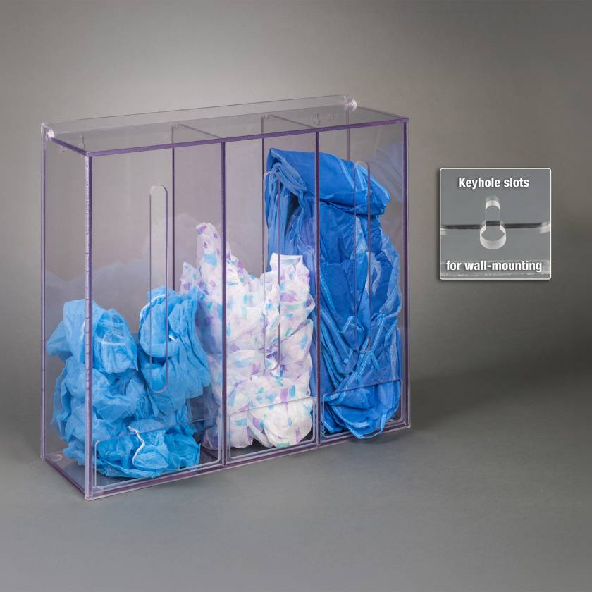 Poltex DISP3-W Multi-Dispenser with Lid - Wall Mount (PPE Supplies are Not Included)