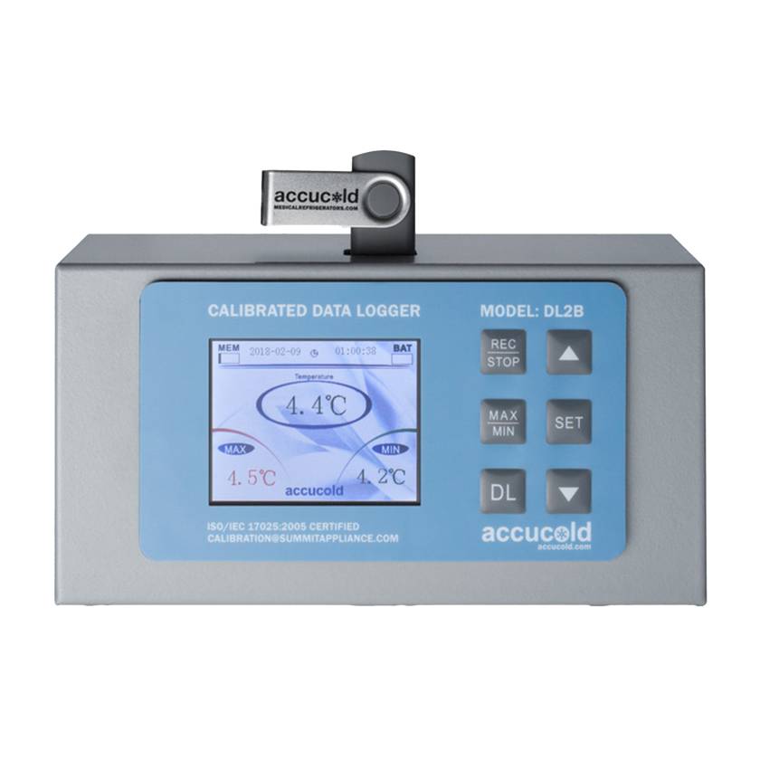 Accucold DL2BKIT NIST-Calibrated USB Digital Temperature Data Logger, Front View
