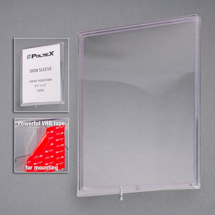 Poltex DRYSIG-T Clean Room Liquid-Resistant PETG Sign Sleeve, Vertical (Sample Sign is Not Included)