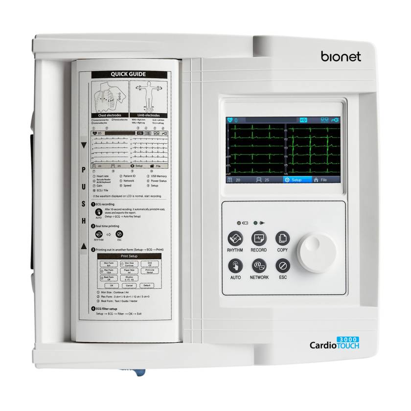 Bionet ECG-3000(N) CardioTouch 3000 12-Channel Interpretive ECG with LCD Touch Screen, Front Top View
