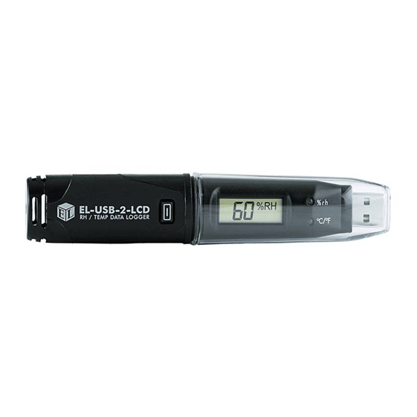 Thermco EL-USB-2-LCD EasyLog Standalone Temperature and Humidity Data Logger - Front View with Cap