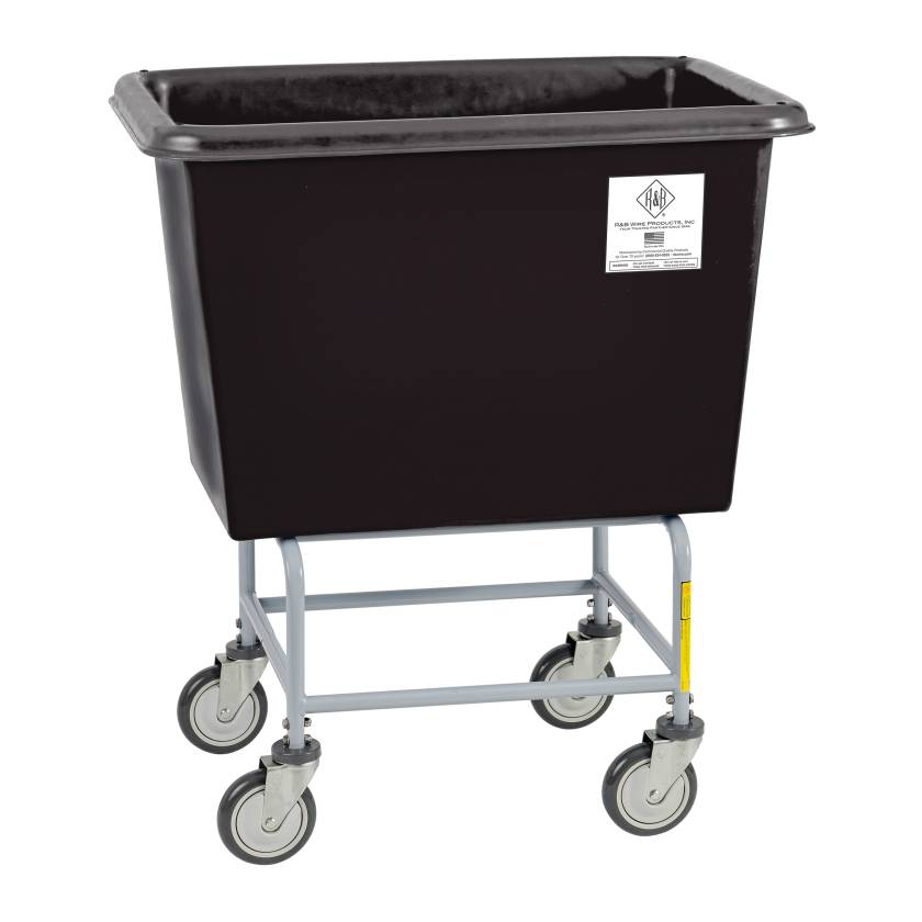 R&B Wire Elevated Poly Laundry Basket Truck - Black