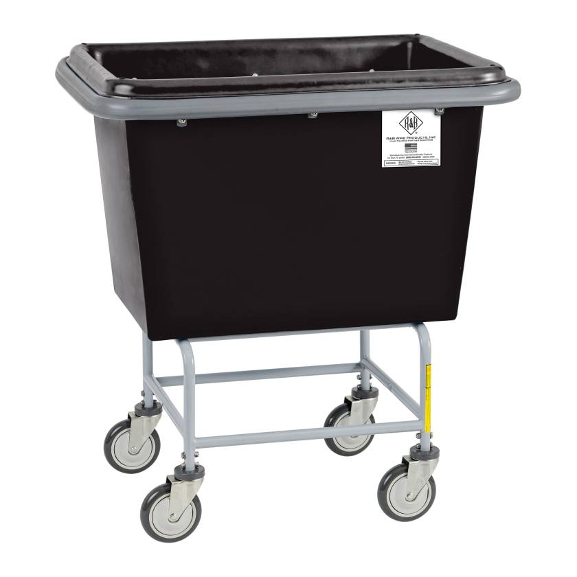 R&B Wire Elevated Poly Laundry Basket Truck with Bumper - Black