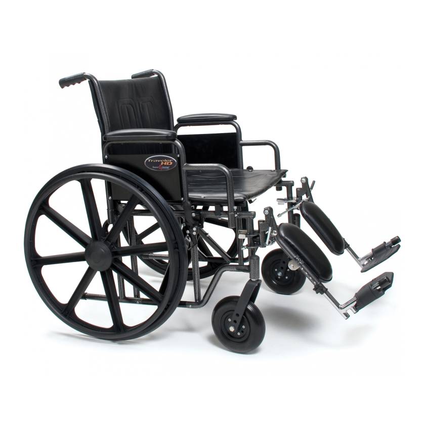 Everest & Jennings® Traveler® HD Heavy Duty Wheelchair - With Elevating Legrests (Composite Footplate is Not Included)