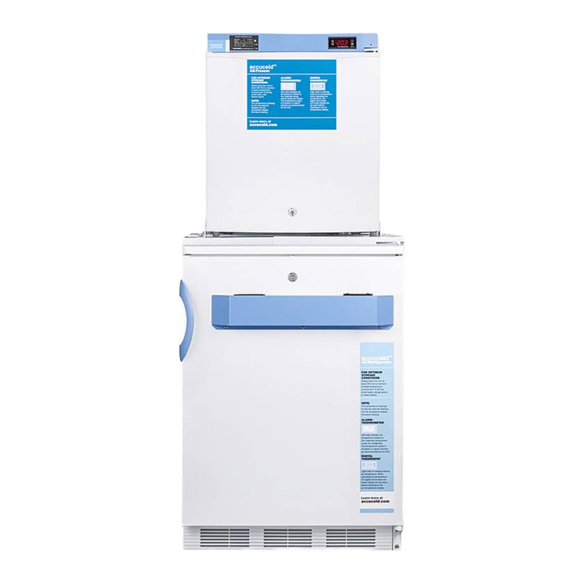 Accucold FF7LW-FS24LSTACKMED2 MED2 Series All-Refrigerator/All-Freezer Combination with StackRack, Right Handle Door, 6.9 Cubic Feet Total Capacity - Front View