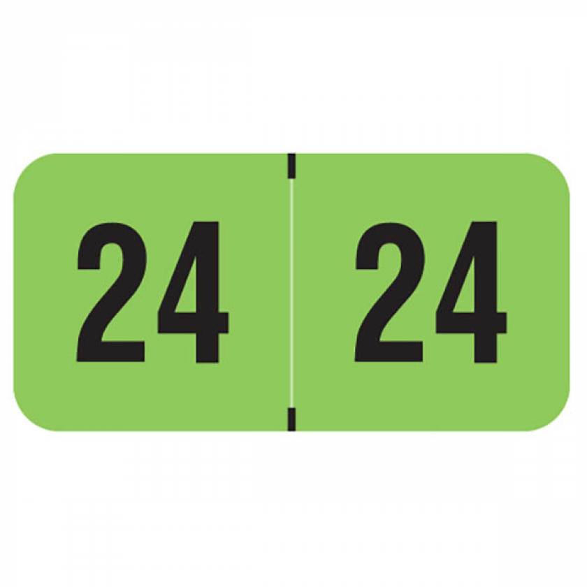2024 Year Labels - PMA Fluorescent Green - Size 3/4" H x 1 1/2" W