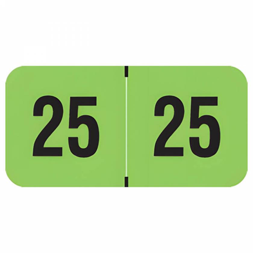 Arden Label FGYM-25-T4 PMA Fluorescent Green 2025 Year Labels - Size 3/4" H x 1 1/2" W