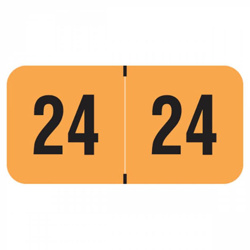 2024 Year Labels - PMA Fluorescent Orange - Size 3/4" H x 1 1/2" W