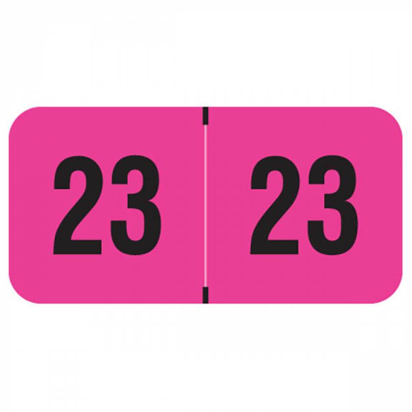 2023 Year Labels - PMA Fluorescent Pink - Size 3/4" H x 1 1/2" W