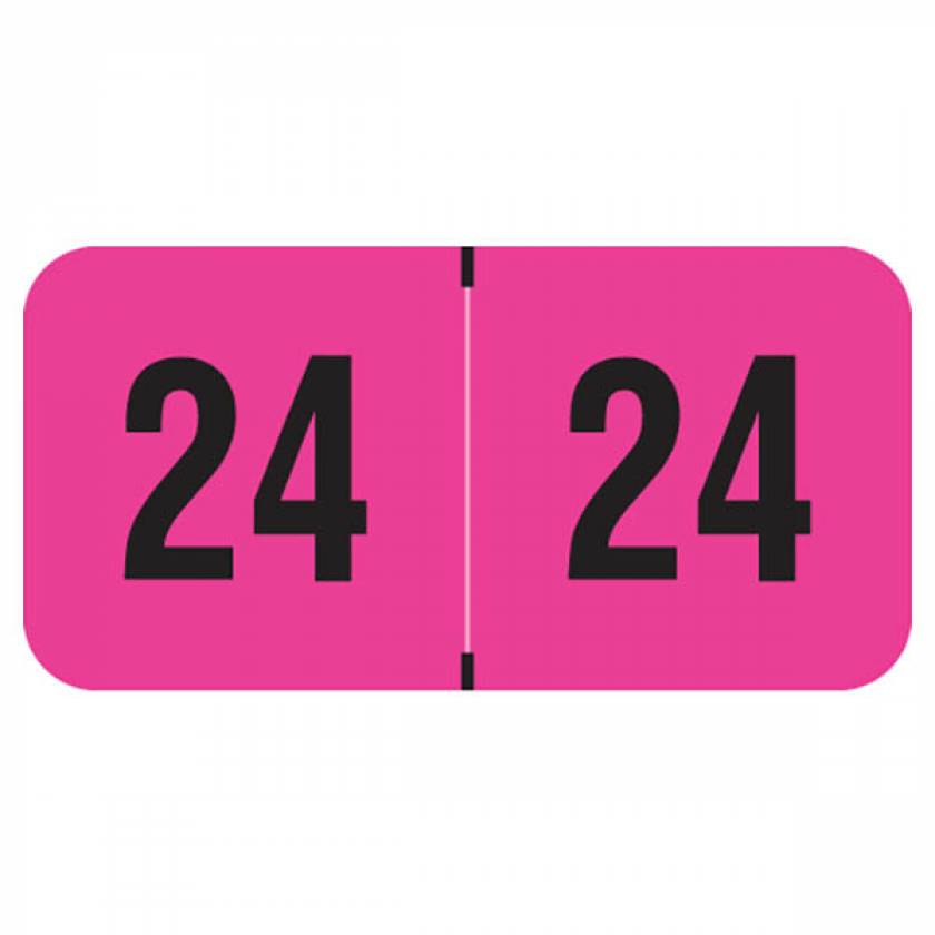 2024 Year Labels - PMA Fluorescent Pink - Size 3/4" H x 1 1/2" W