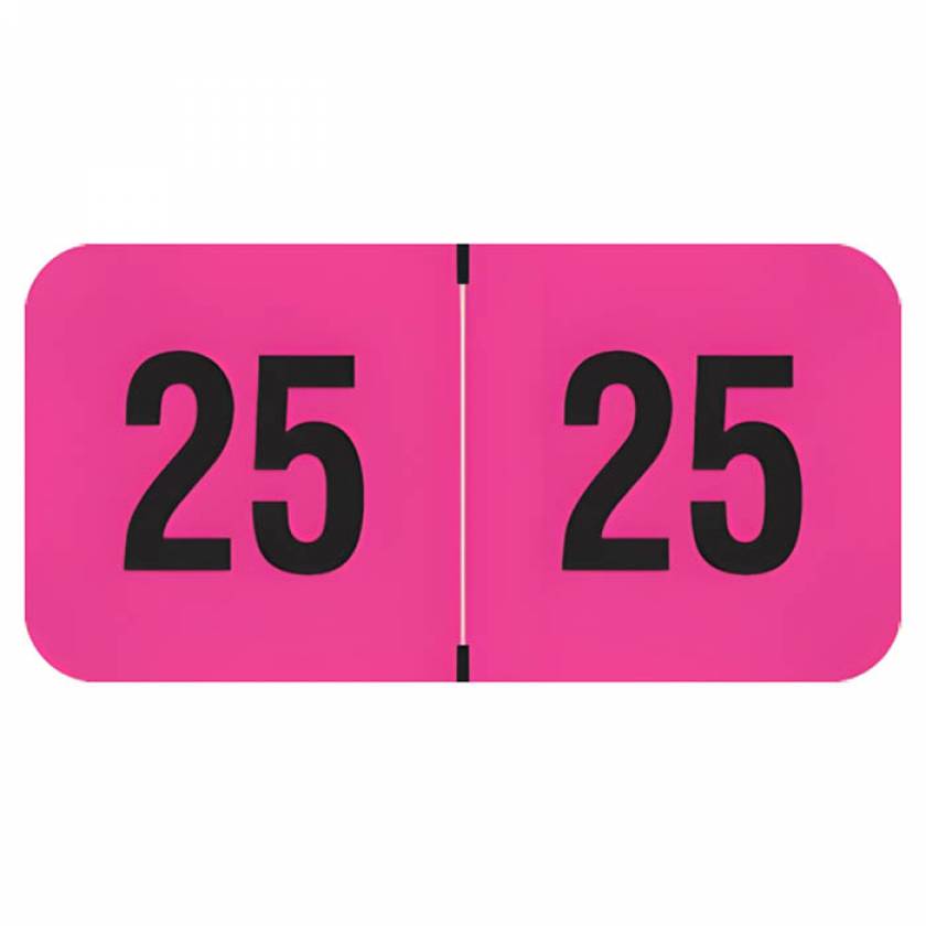 Arden Label FPYM-25-T4 PMA Fluorescent Pink 2025 Year Labels - Size 3/4" H x 1 1/2" W