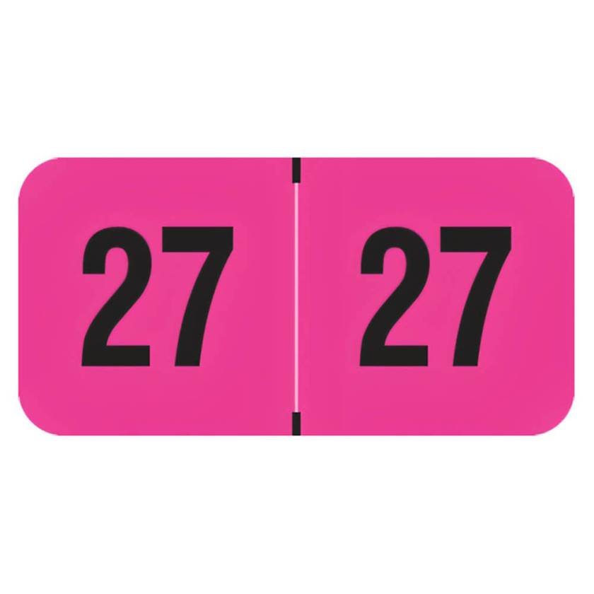 Arden Label FPYM-27-T4 PMA Fluorescent Pink 2027 Year Labels - Size 3/4" H x 1 1/2" W