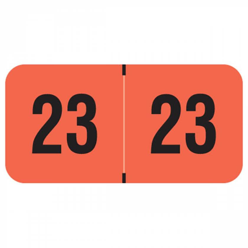 2023 Year Labels - PMA Fluorescent Red - Size 3/4" H x 1 1/2" W