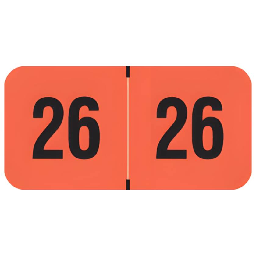 Arden Label FRYM-26-T4 PMA Fluorescent Red 2026 Year Labels - Size 3/4" H x 1 1/2" W