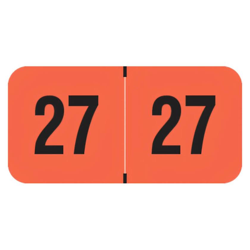 Arden Label FRYM-27-T4 PMA Fluorescent Red 2027 Year Labels - Size 3/4" H x 1 1/2" W