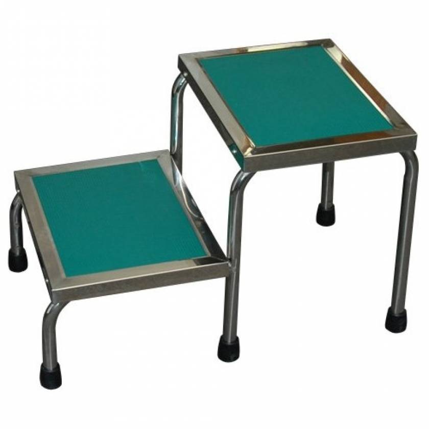 MRI Non-Magnetic Narrow Double Step Stool without Handrail