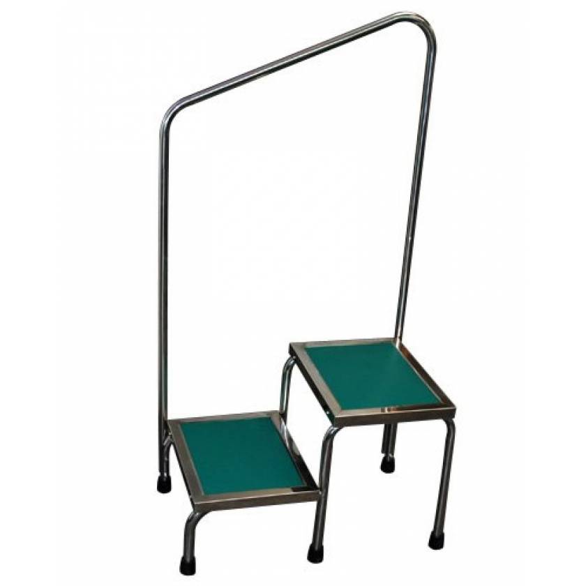 MRI Non-Magnetic Narrow Double Step Stool with Handrail