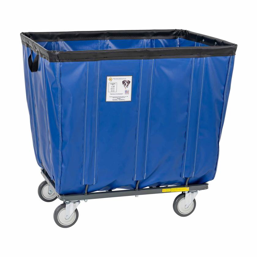 R&B Wire Fully Sewn Vinyl Basket Truck with 4 Swivel Casters - Blue