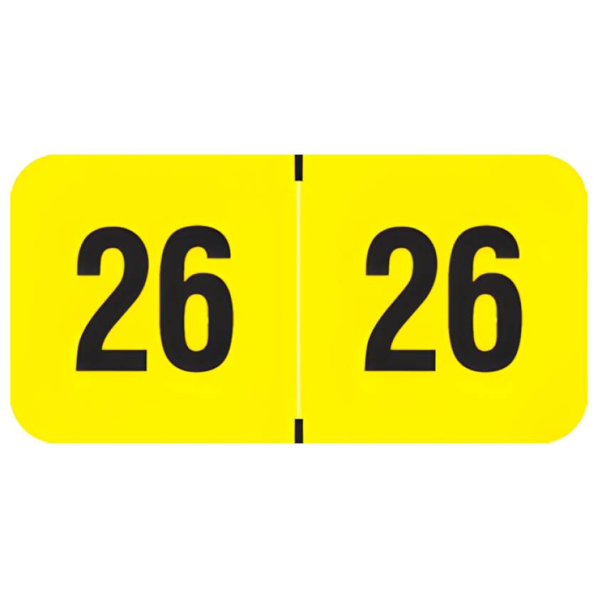 Arden Label FYYM-26-T4 PMA Fluorescent Yello 2026 Year Labels - Size 3/4" H x 1 1/2" W