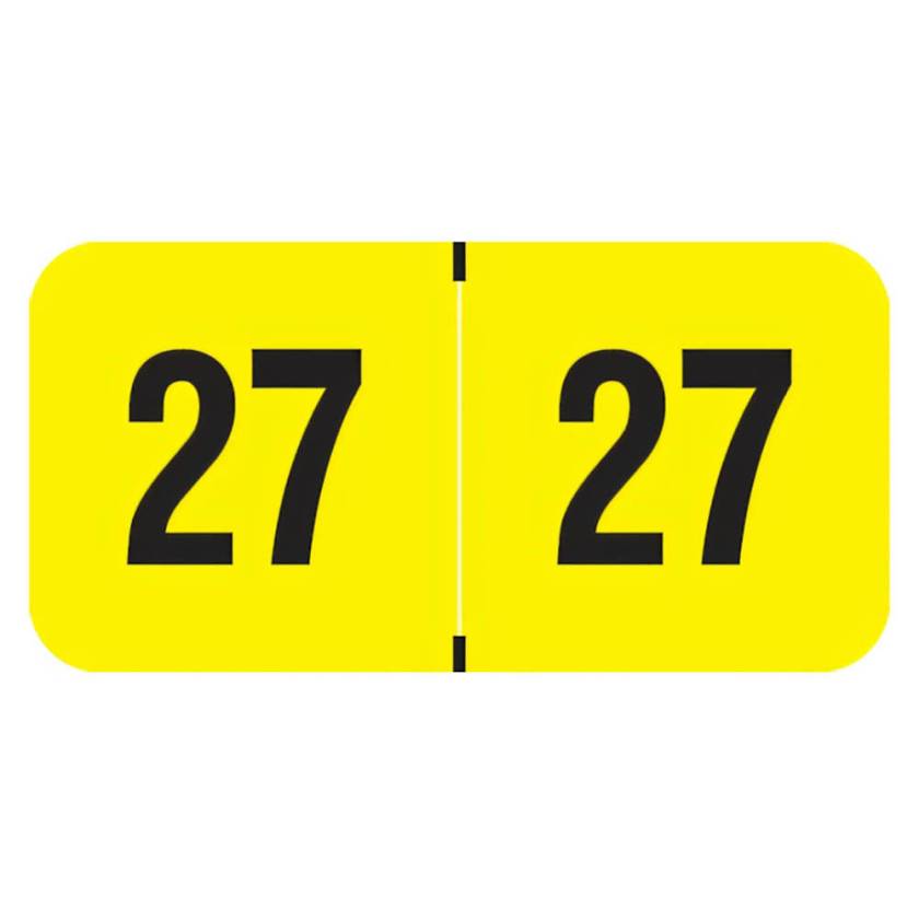 Arden Label FYYM-27-T4 PMA Fluorescent Yellow 2027 Year Labels - Size 3/4" H x 1 1/2" W