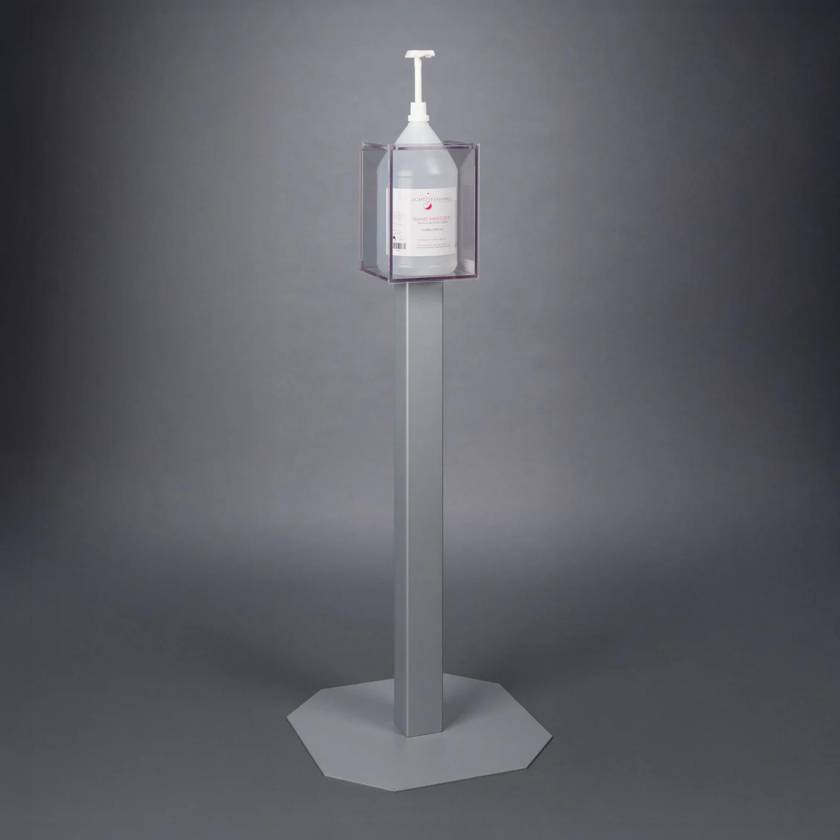 Poltex GALLONLCK-2STL28 Gallon Hand Sanitizer Steel Locking Stand - Without Side Pockets (Hand Sanitizer is Not Included)