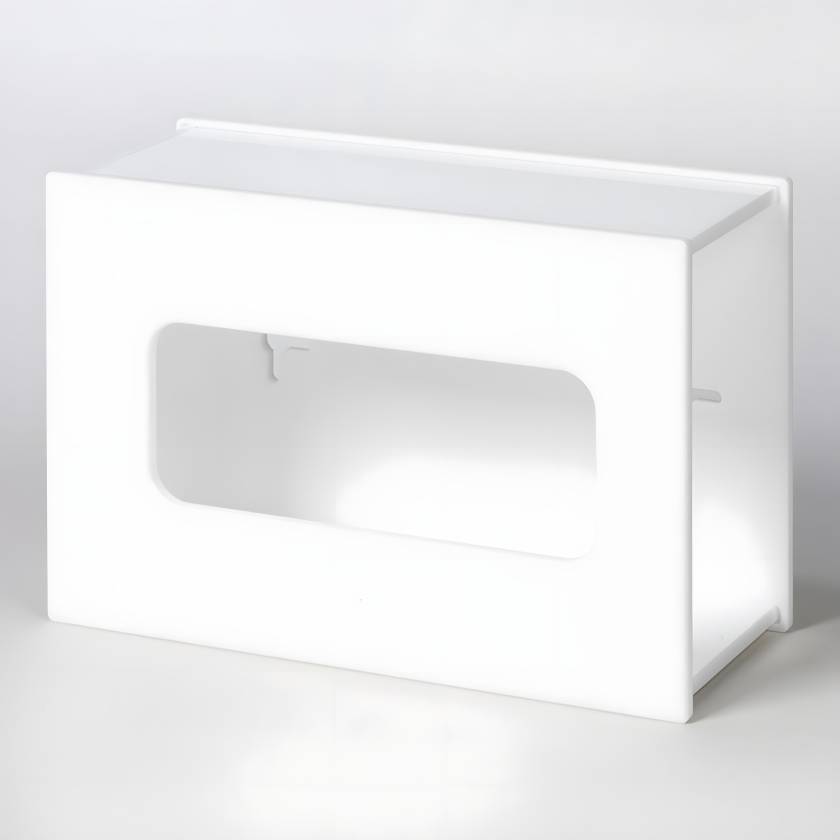 Poltex GBWHTAC1 White Acrylic Glove Box Holder - 1 Box Capacity