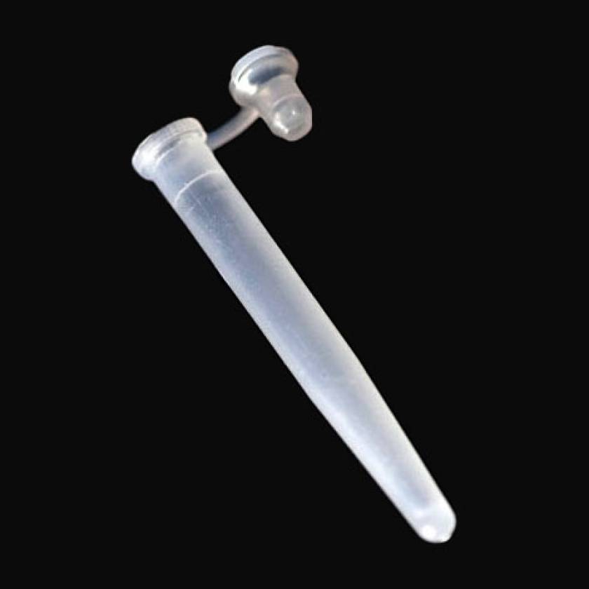 6mm x 44mm (500uL) Microcentrifuge Tube - Polyethylene (PE) - With Attached Plug Cap - Natural