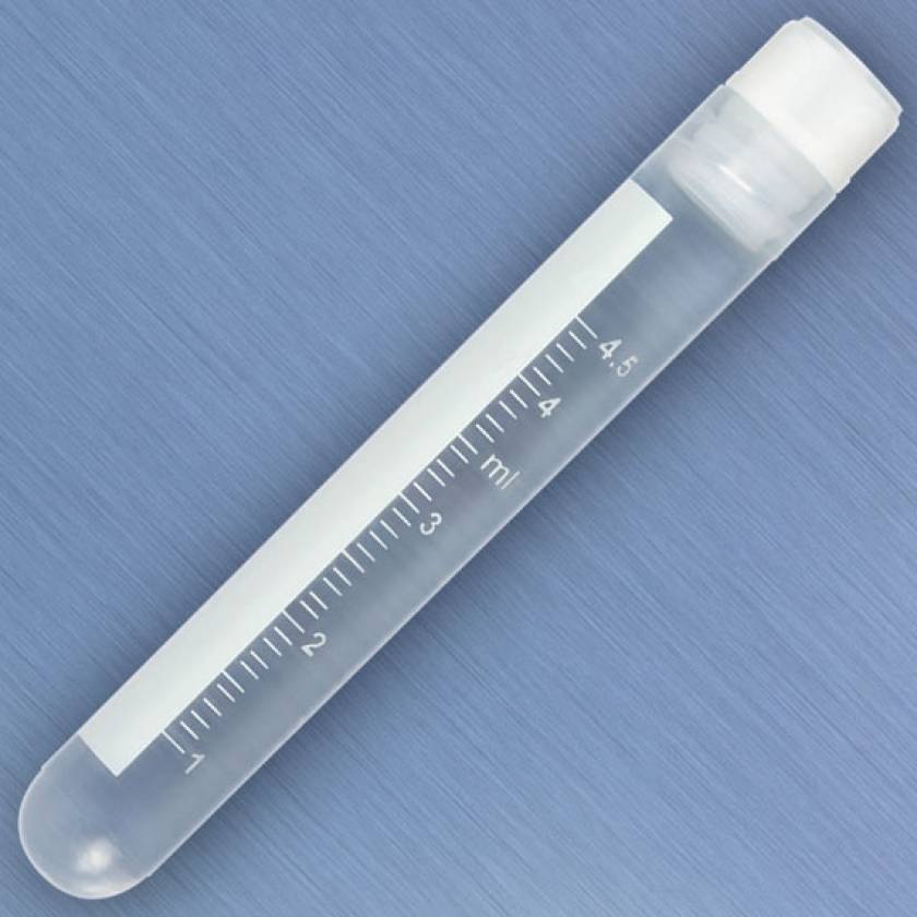 CryoClear Cryogenic Vial 5.0mL - Internal Threads - Attached Screwcap - Round Bottom - Sterile