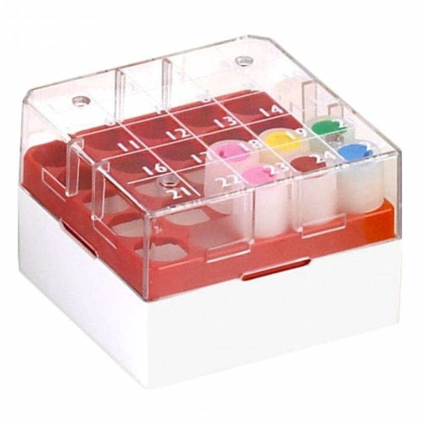 Globe Scientific BioBOX 25, for 1.0ml and 2.0mL CryoClear Vials, Polycarbonate (Pc), Holds 25 Vials (5x5 format), Printed Lid, Pack Includes A