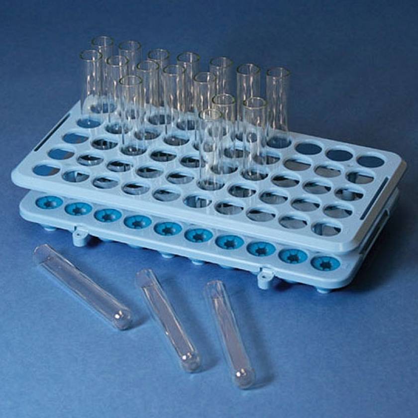 50-Place Low Profile Rack with Grippers for up to 17mm Tubes - Polyoxemethylene