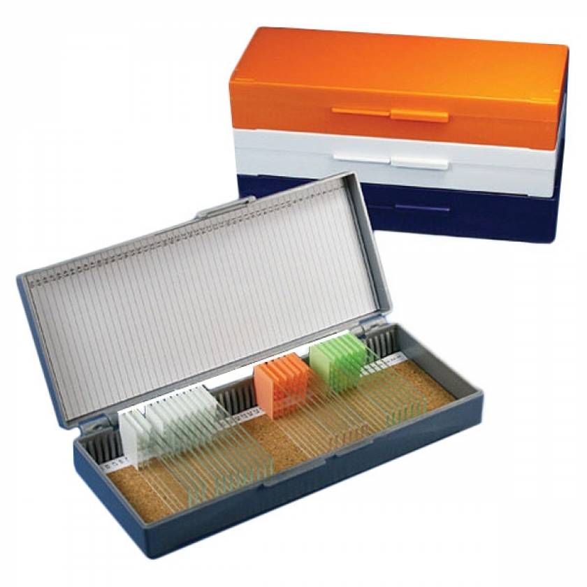 Slide Storage Box for 50 Microscope Slides - Cork Lined