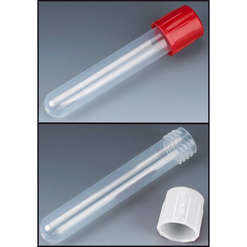 12mm x 75mm (5mL) Test Tubes with Attached Screw Caps - Polypropylene