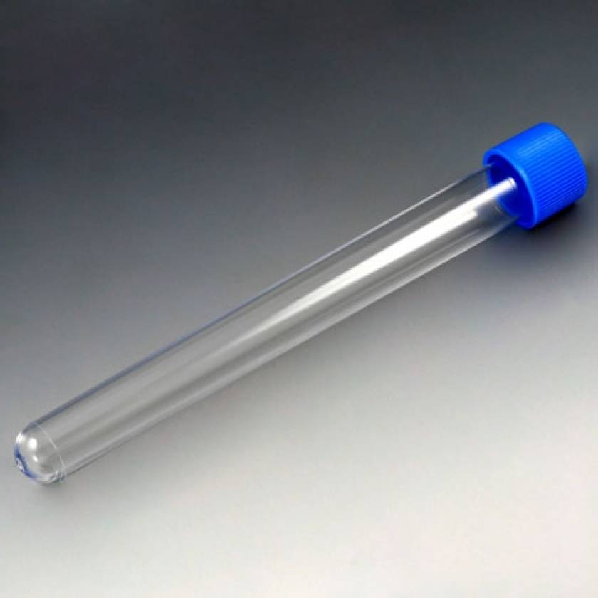 16mm x 150mm (20mL) Test Tubes with Attached Blue Screw Caps - Polystyrene (PS)