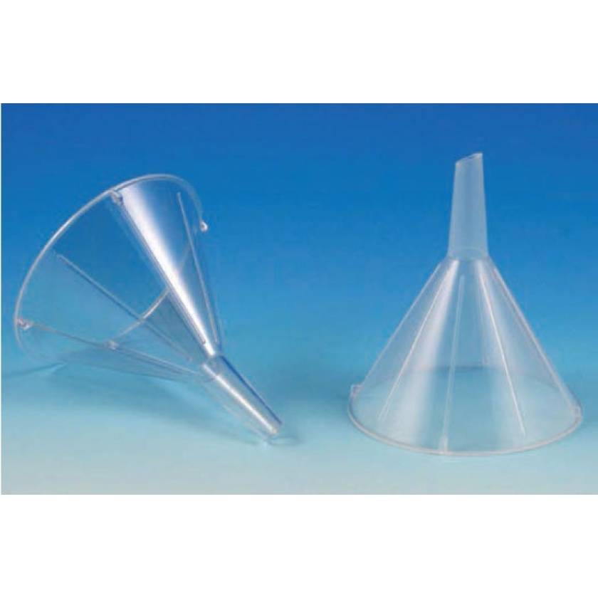 SKS Science Products - Plastic Funnels, LDPE Anti-Splash Plastic Funnels w/  Bronze Mesh Filter