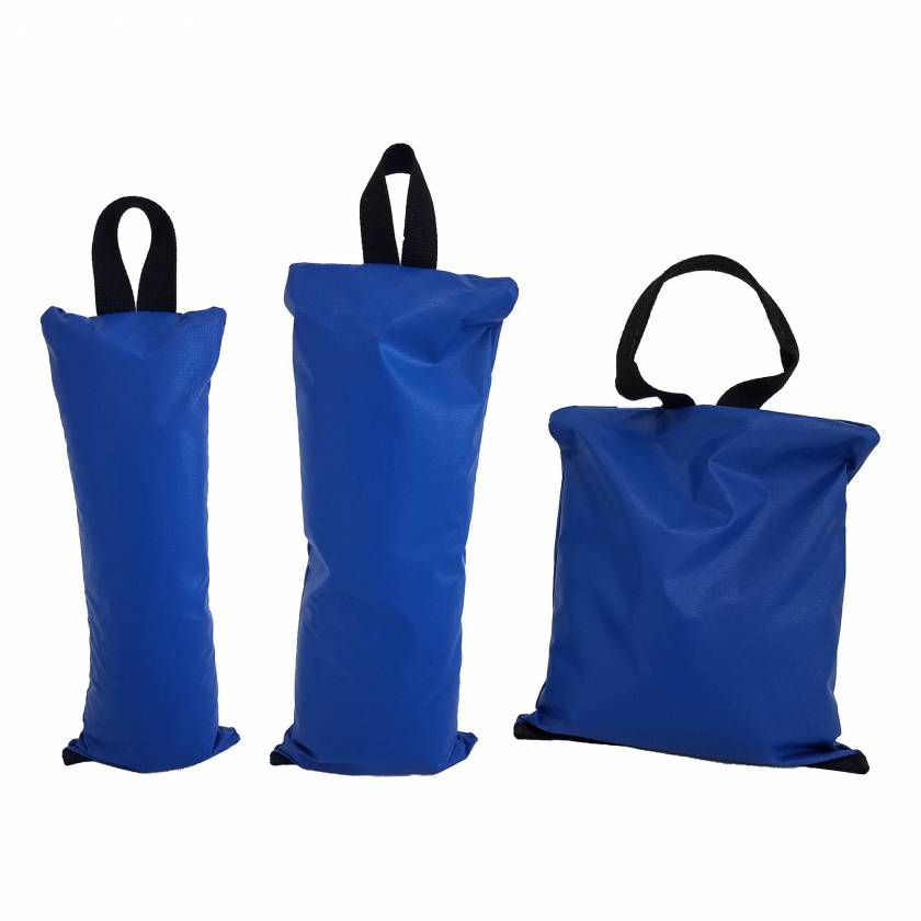 General Sandbag - 8 Piece Variety Set (Image shown 5 lbs - Size 5" x 12", 10 lbs - Size 7" x 16", and 15 lbs - Size 12" x12" Sandbags)