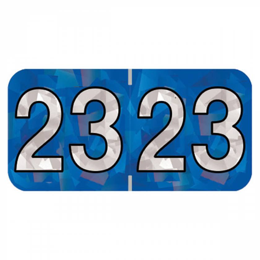 2023 Year Labels - Holographic Blue - Size 3/4" H x 1 1/2" W