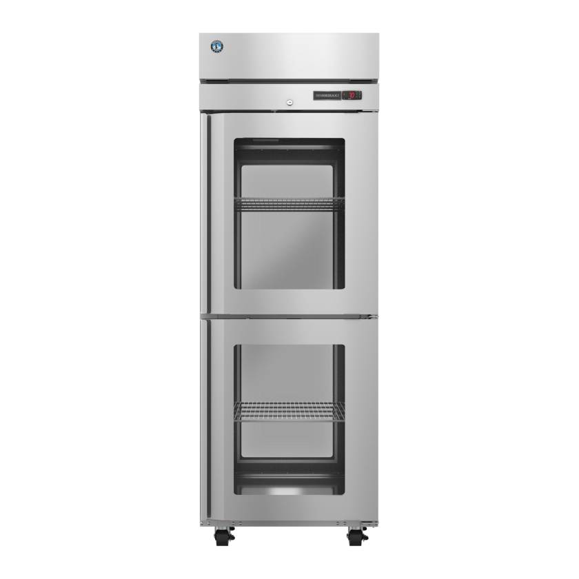Hoshizaki HC1A-HGE-HGE Steelheart® Series Single-Section Pass-Thru Heated Cabinet with 3 Wire Shelves, Glass Half Doors - 23.68 Cubic Feet