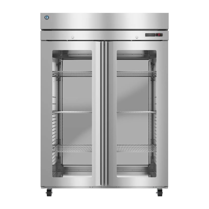 Hoshizaki HC2A-FGE-FGE Steelheart® Series Two-Section Pass-Thru Heated Cabinet with 6 Wire Shelves, Glass Doors - 52.40 Cubic Feet