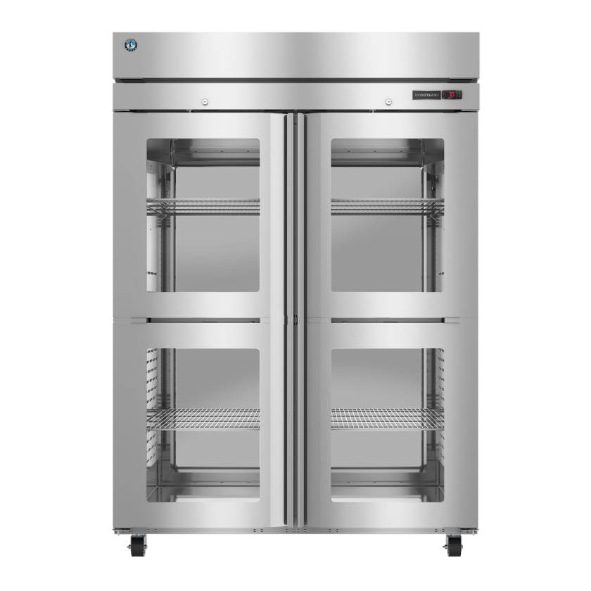 Hoshizaki HC2A-HGE-HGE Steelheart® Series Two-Section Pass-Thru Heated Cabinet with 6 Wire Shelves, Glass Half Doors - 52.10 Cubic Feet
