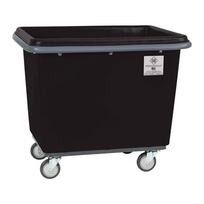 R&B Wire Heavy-Duty Poly Laundry Basket Truck with Steel Base and Bumper - Black