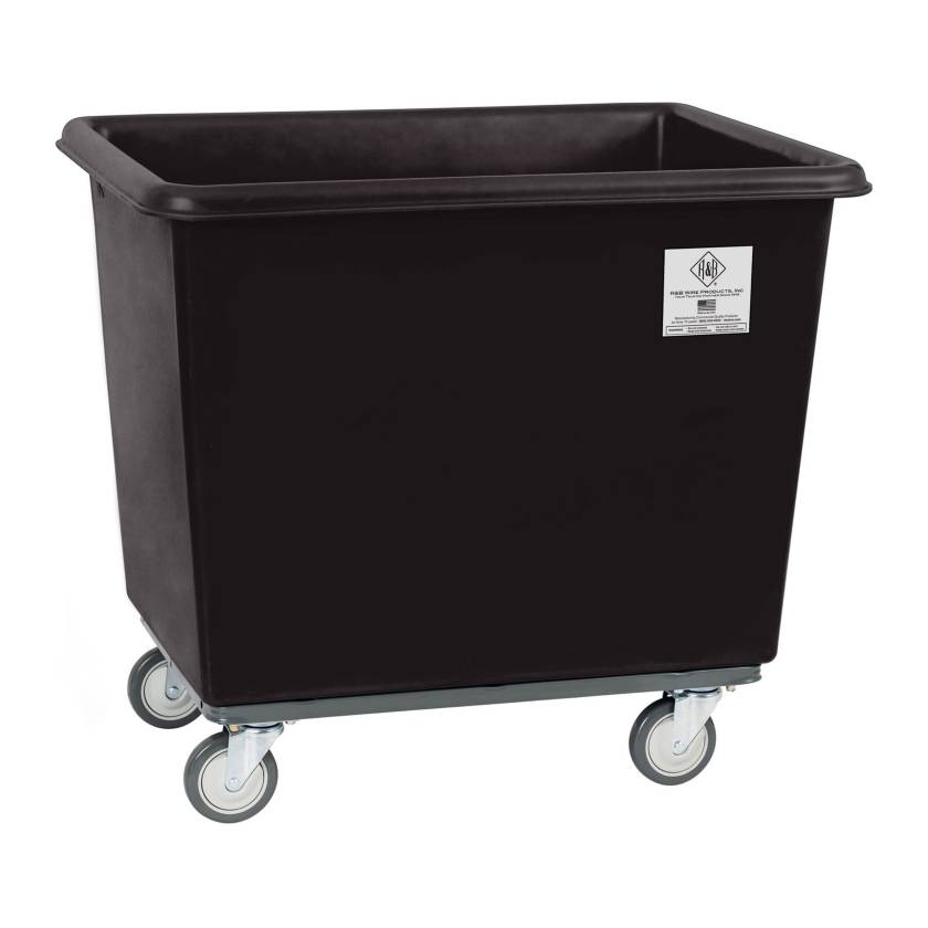 R&B Wire Heavy-Duty Poly Laundry Basket Truck with Steel Base - Black