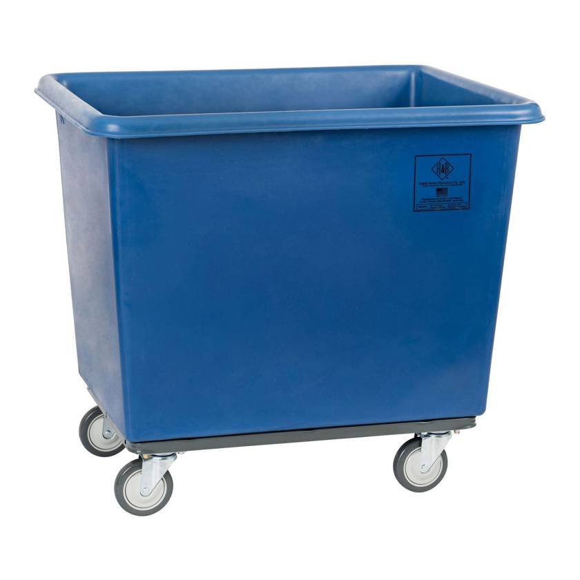 R&B Wire Heavy-Duty Poly Laundry Basket Truck with Steel Base - Blue